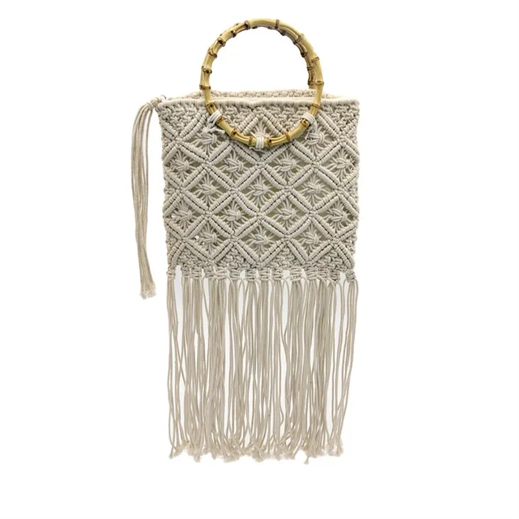 Vidutinio dydžio bambuko nėrimo krepšys